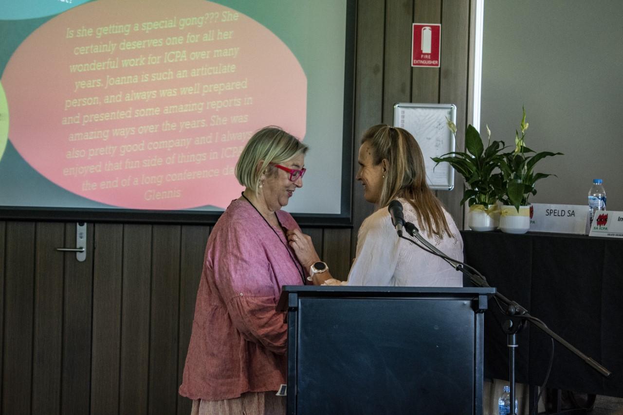Joanna Gibson receiving SA ICPA State Council Life Membership