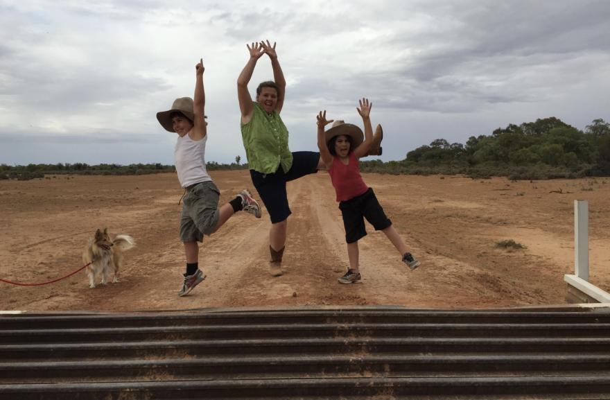 Children playing in the outback