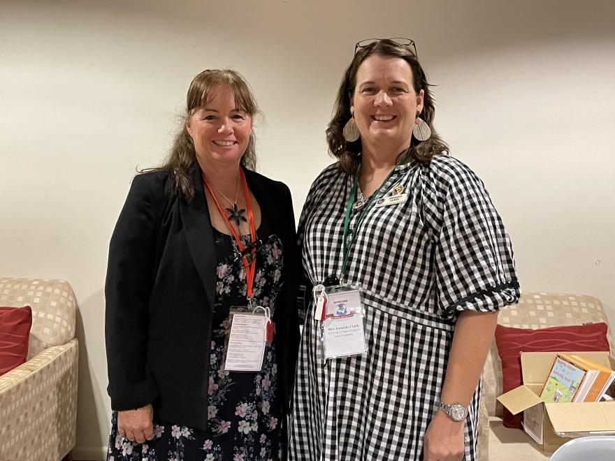 NSW and QLD Treasurers catch up at NSW Conference.  Shennah Joiner and Amanda Clark enjoyed the opportunity to meet up and exchange ideas, experiences and general knowledge sharing at NSW Conference.