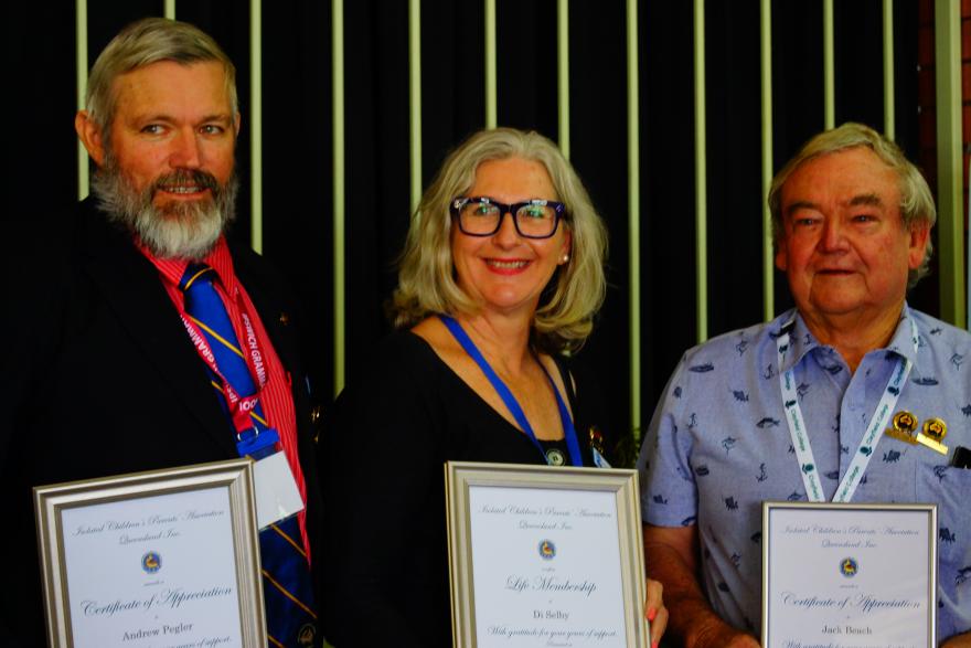 picture of Andrew Pegler, Di Selby and Jack Beach with certificates