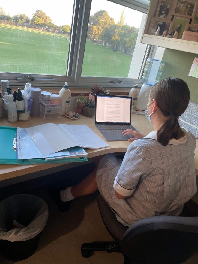 girl at desk