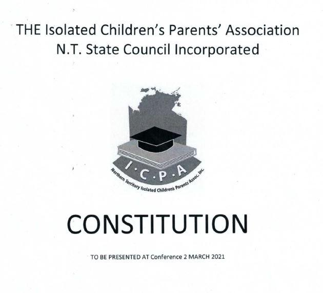 Screen capture of front page of ICPA NT Constitution 2021 Document