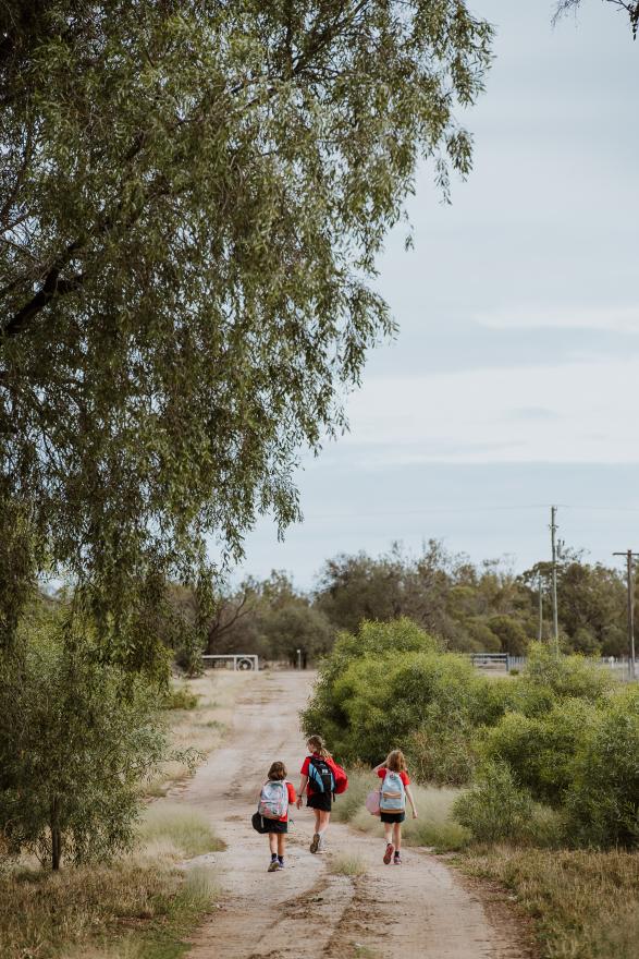 Children at their rural bus stop