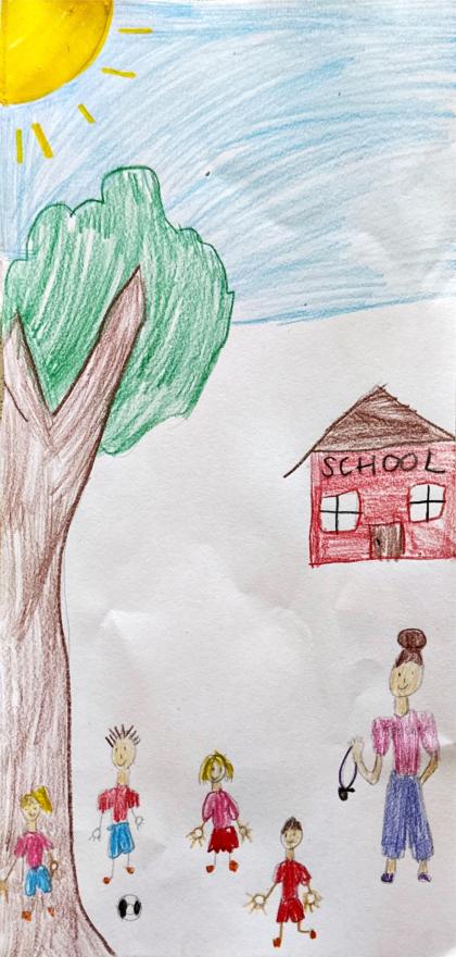 childrens drawing of school