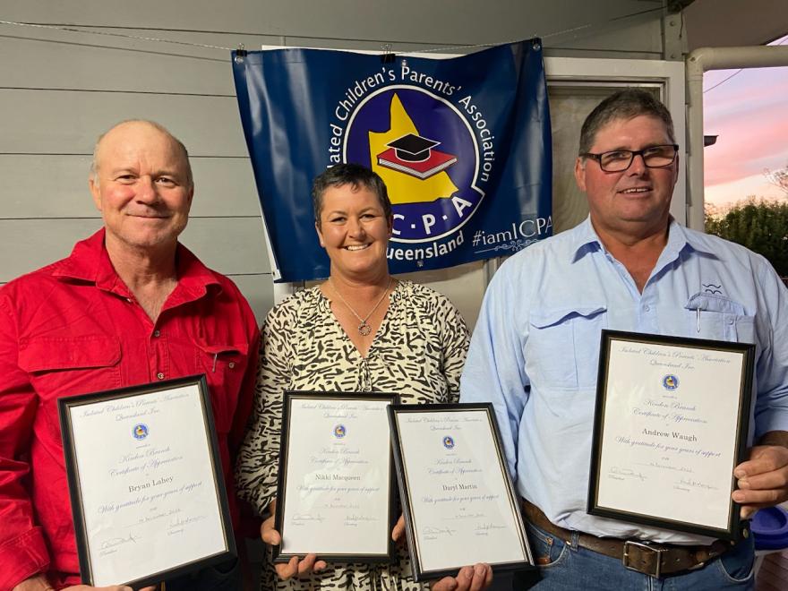 Certificate of Appreciation to L to R, Bryan Lahey, Nikki Macqueen, Andrew Waugh, Daryl Martin (absent)