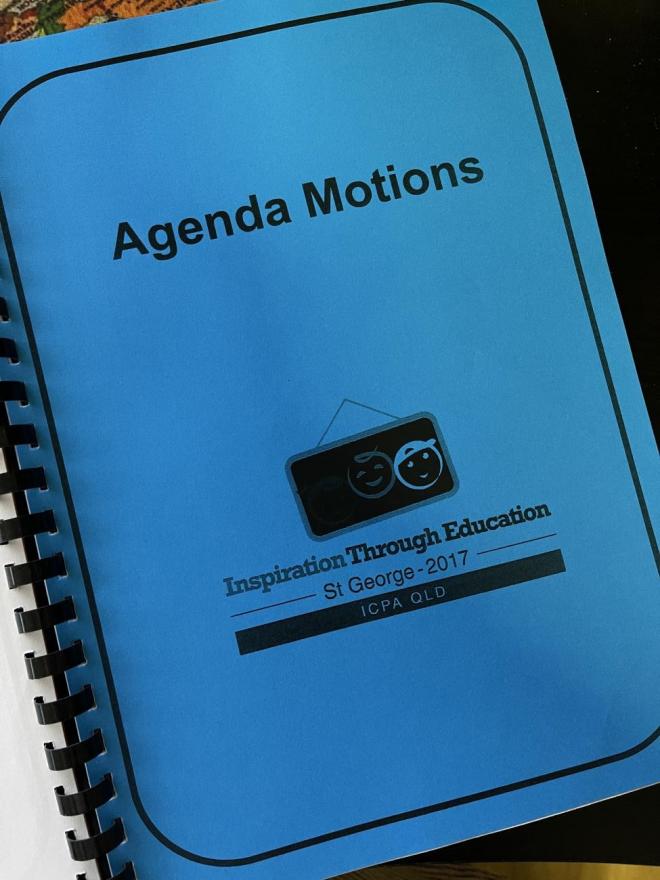 front cover of motion booklet in blue