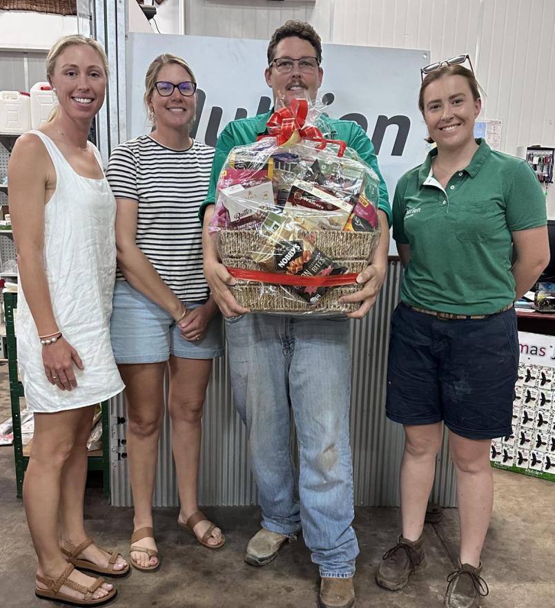 people with gift basket