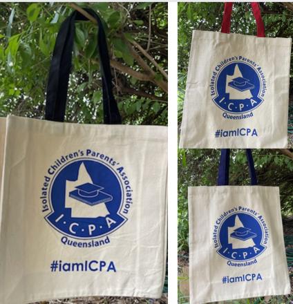 a picture of three canvas totes together in a tree
