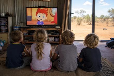 children watching tv